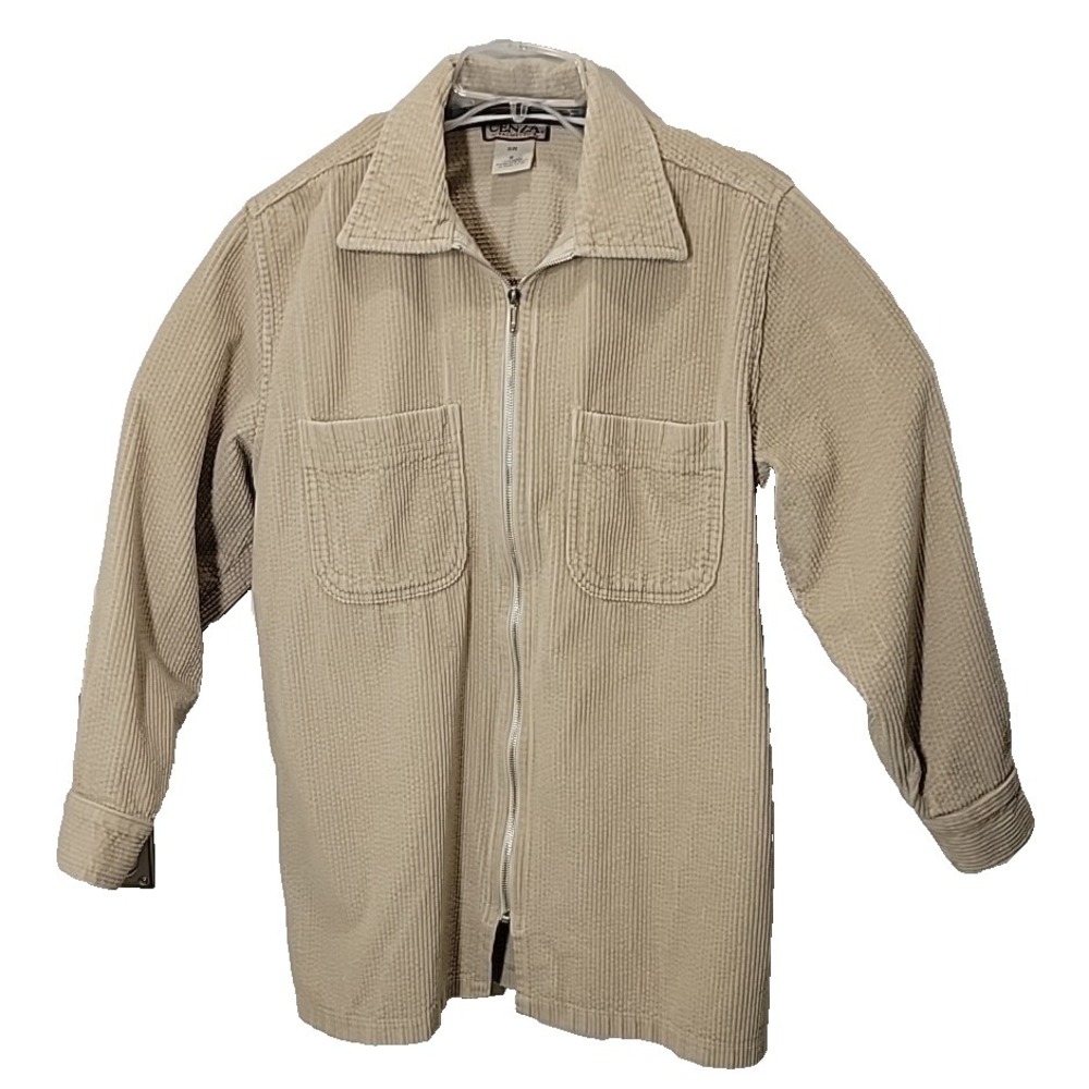 Cenza by Palmettos Corduroy‎ Shirt Jacket Womens Size M Cream Full Zip 90s VTG